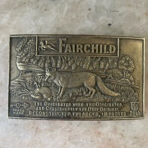 Fairchild Original Brass Belt Buckle Fox And Pheasant  Rare 70s